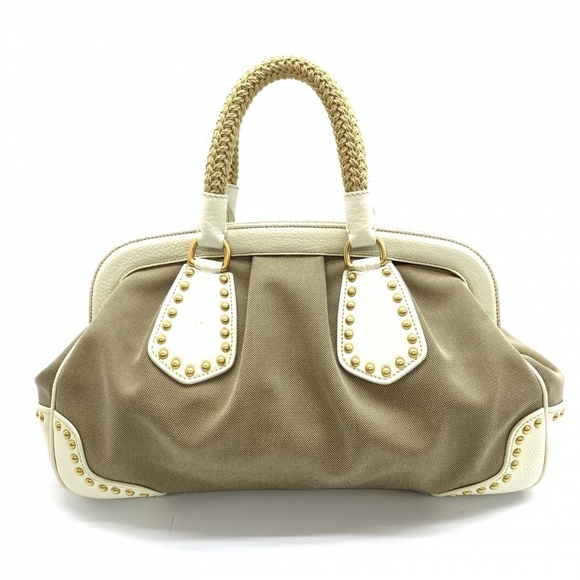 Prada Doctor's Bag Handbag Jacquard Leather Beige White - Picture 4 of 10